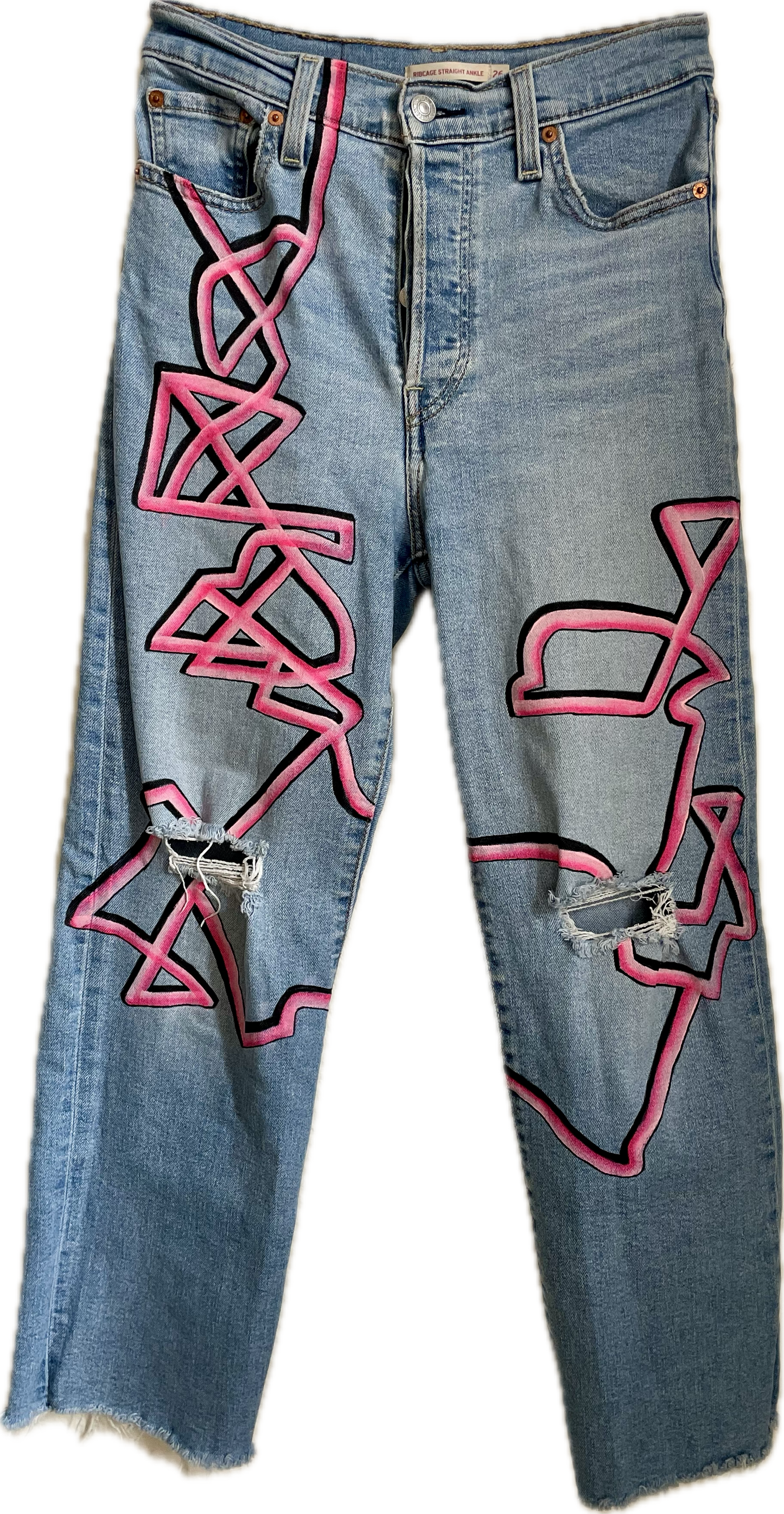 Hand-painted Kinetogram Jeans - Kitsap Transit Bus 390 - Bainbridge Island to Poulsbo, WA
