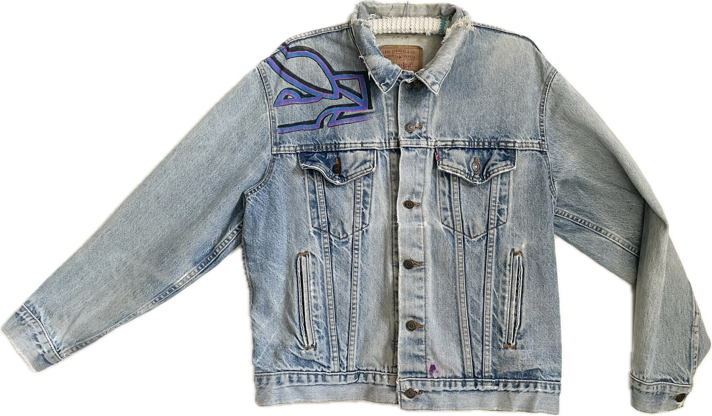 Hand-painted Kinetogram Levis Jacket - MV Reliance - Seattle to Bremerton, WA