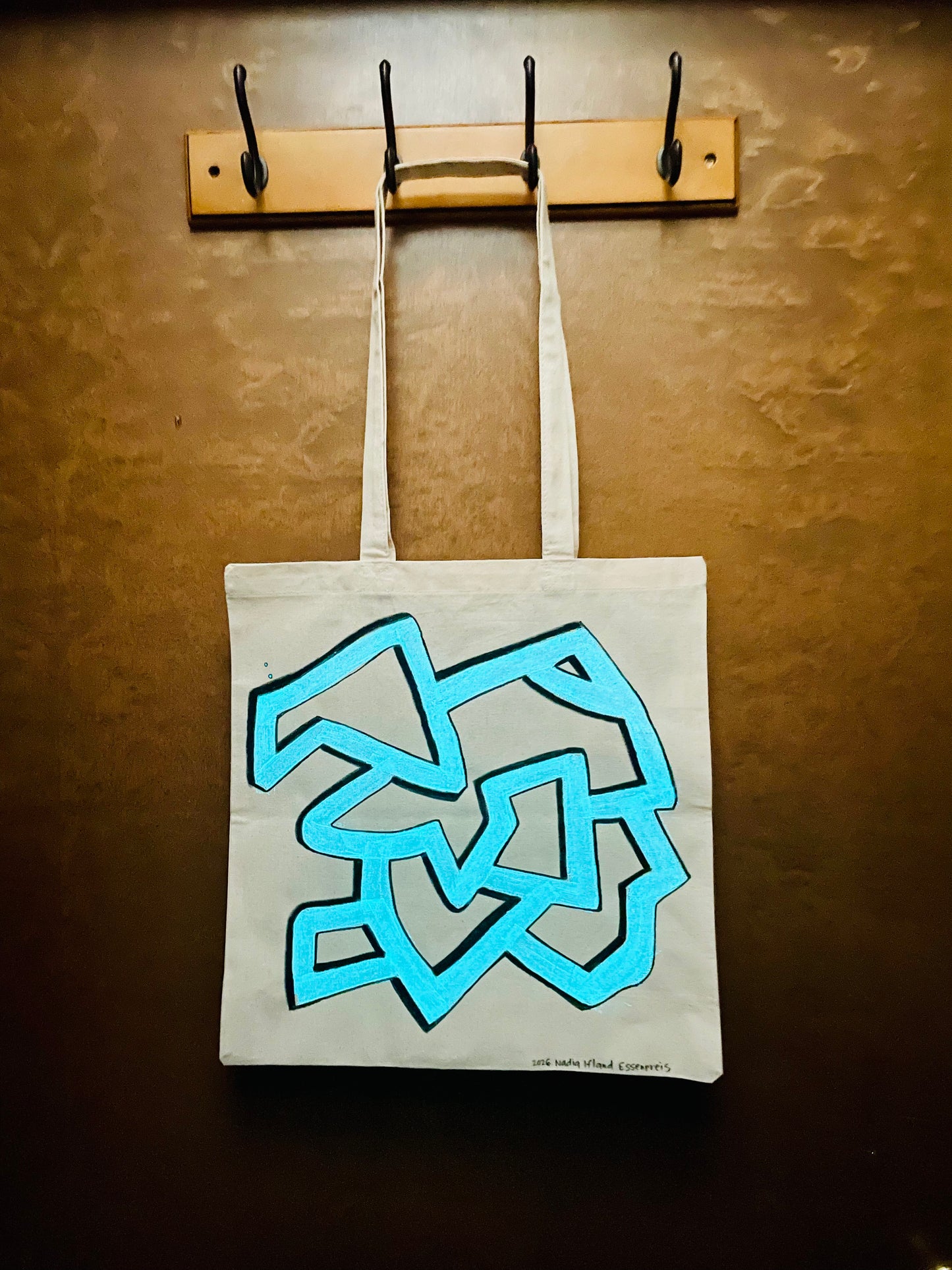 Original Hand Painted Phosphorescent 15"x16" Tote