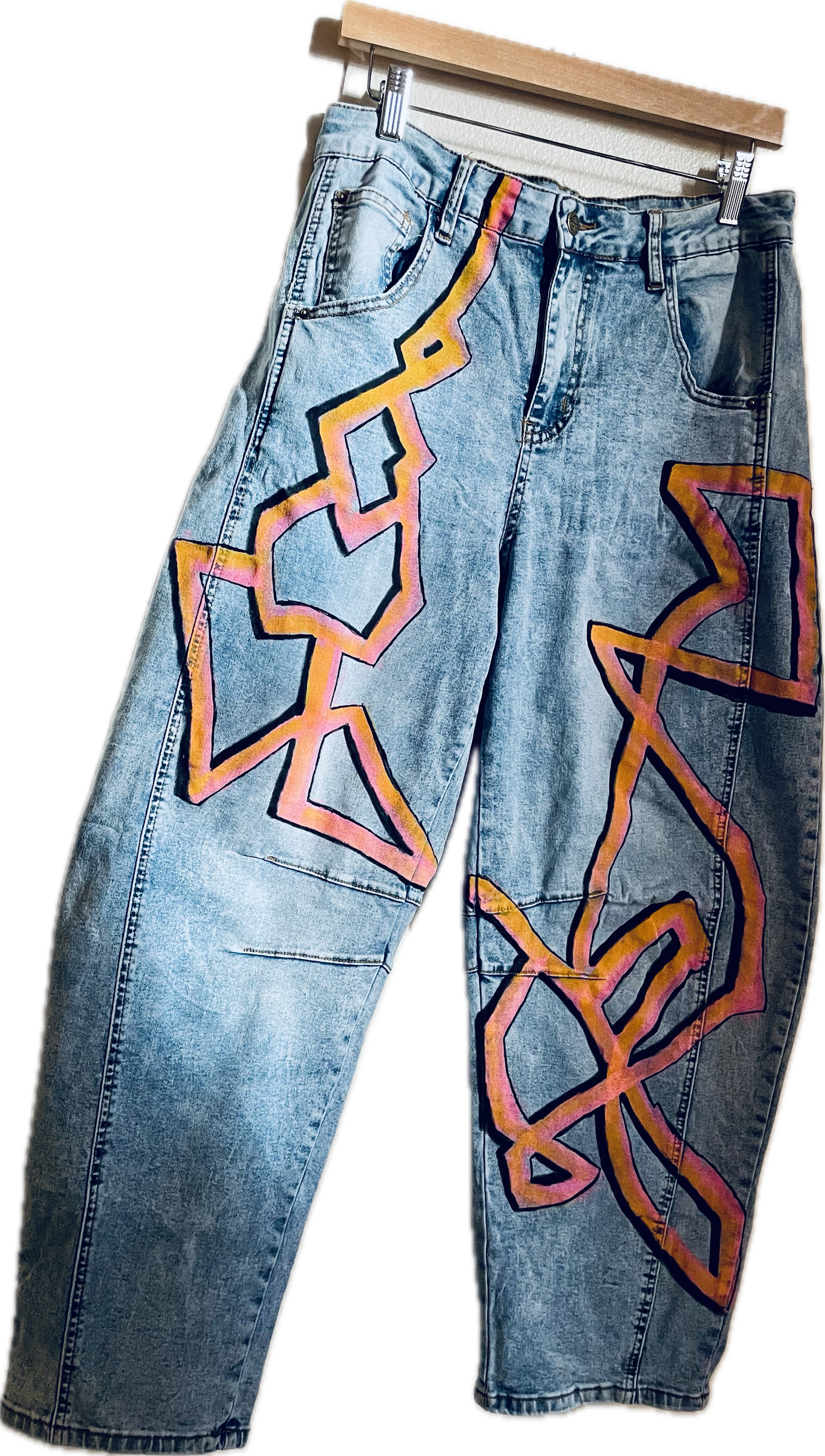 Hand-painted Kinetogram Jeans - Kitsap Transit Bus 390 - Bainbridge Island to Poulsbo, WA